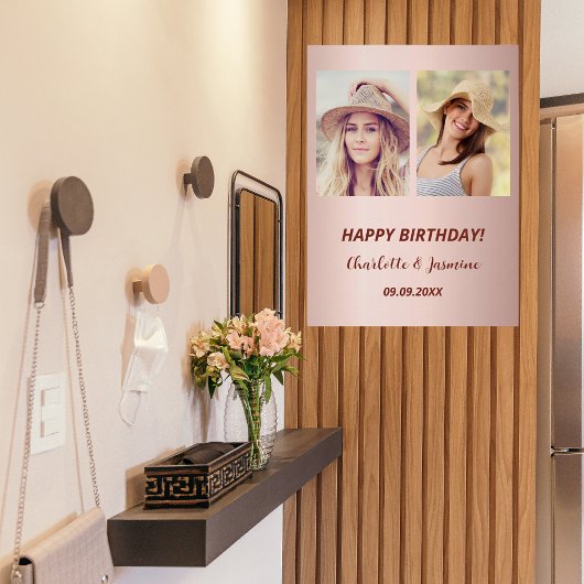 Aangepaste foto roos gouden vrienden verjaardag perfect poster