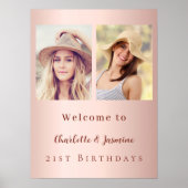 Aangepaste foto roos gouden vrienden verjaardagswe poster (Voorkant)