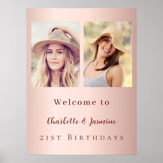 Aangepaste foto roos gouden vrienden verjaardagswe poster (Voorkant)