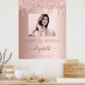 Aangepaste foto roos goudglitter roze poster (Keuken)