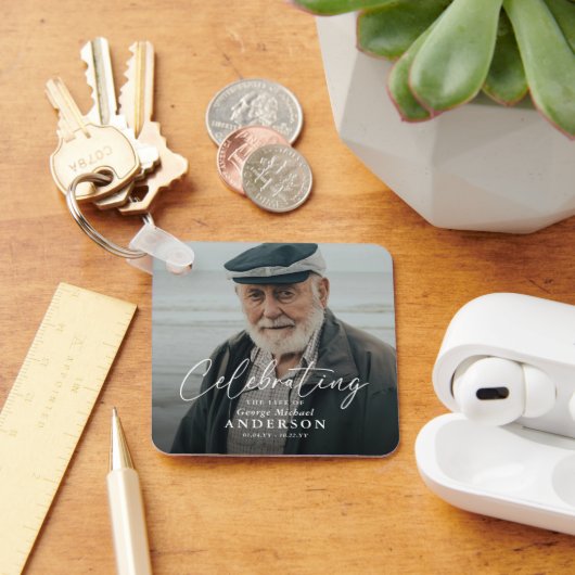 Aangepaste foto rouwbetuiging geschenk sleutelhanger (Bureau)