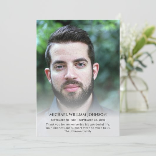 Aangepaste foto rouwkaart condoleance sympathie bedankkaart (Staand voorkant)