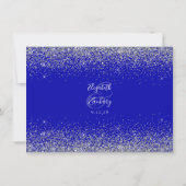 Aangepaste Foto Royal Blauw Zilveren Glitter Huwel Bedankkaart (Achterkant)