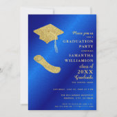 Aangepaste foto Royal Blue en Gold Graduation Part Kaart (Voorkant)