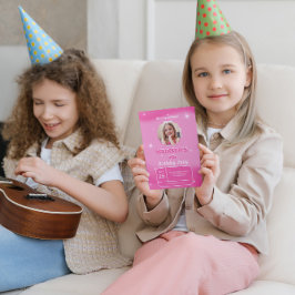 Aangepaste foto Roze Achtergrond Verjaardag Uitnod Kaart