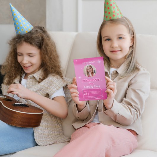 Aangepaste foto Roze Achtergrond Verjaardag Uitnod Kaart