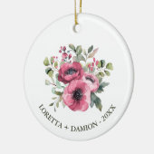 Aangepaste foto roze bloem Kerstmis Keramisch Ornament (Links)