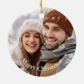Aangepaste foto roze bloem Kerstmis Keramisch Ornament (Achterkant)