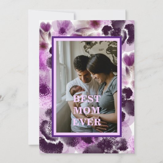 Aangepaste foto roze bloem Moederdag Feestdagenkaart (Voorkant)