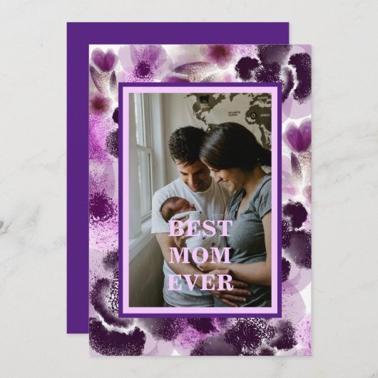 Aangepaste foto roze bloem Moederdag Feestdagenkaart (Voorkant / Achterkant)