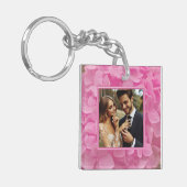 Aangepaste foto Roze Bloemen Acryl Sleutelhanger (Voorkant Links)