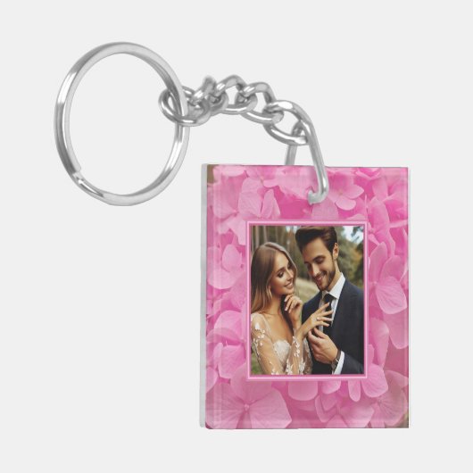 Aangepaste foto Roze Bloemen Acryl Sleutelhanger (Voorkant Links)