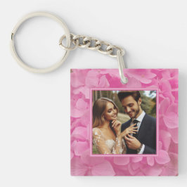 Aangepaste foto Roze Bloemen Acryl Sleutelhanger
