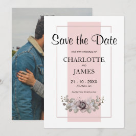 Aangepaste foto Roze Bloemen Save The Date