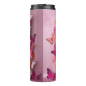 Aangepaste foto roze bloemenvlinders thermosbeker (Achterkant)