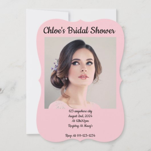 AANGEPASTE FOTO ROZE BRUIDSDOUCHE UITNODIGING (Voorkant)