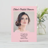 AANGEPASTE FOTO ROZE BRUIDSDOUCHE UITNODIGING (Staand voorkant)
