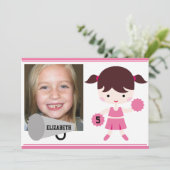 Aangepaste foto Roze Cheerleader Birthday Uitnodig Kaart (Staand voorkant)