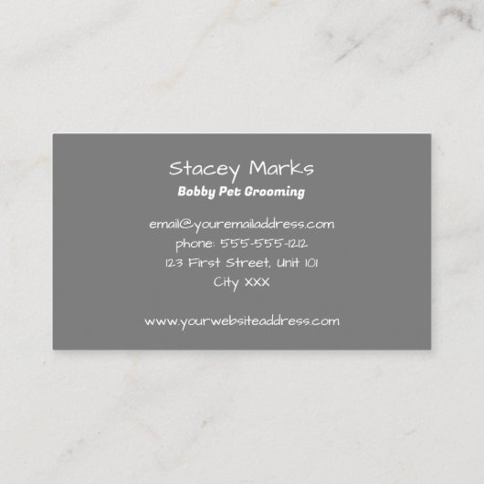 Aangepaste foto roze en grijs visitekaartje (Achterkant)