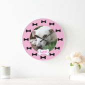 Aangepaste foto roze en zwarte hond Botten op maat Grote Klok (Huis)