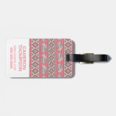 Aangepaste foto roze etnisch olifantpatroon bagagelabel (Achterkant horizontaal)