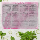 Aangepaste Foto Roze Familienaam 2026 Kalender Theedoek (Gevouwen)