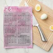 Aangepaste Foto Roze Familienaam 2026 Kalender Theedoek (Quarter Fold)
