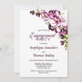 Aangepaste foto Roze Floral Engagement Party Kaart (Voorkant)