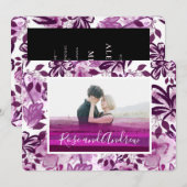 Aangepaste foto Roze Floral Pattern Weddenschap Kaart (Voorkant / Achterkant)