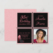 Aangepaste foto roze glitter verjaardag kaart (Voorkant / Achterkant)