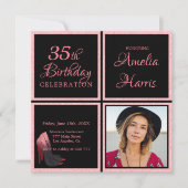 Aangepaste foto roze glitter verjaardag kaart (Voorkant)