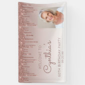 Aangepaste foto roze gouden glinsterende druipende spandoek (Verticaal)