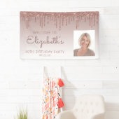 Aangepaste foto roze gouden glinsterende druppel 4 spandoek (Insitu)