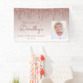 Aangepaste foto roze gouden glinsterende druppel 9 spandoek (Insitu)