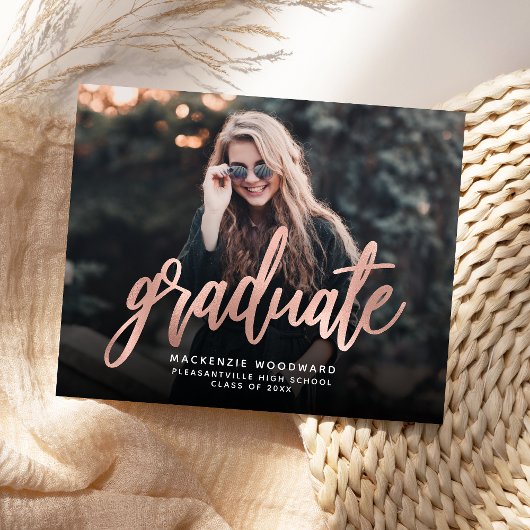 Aangepaste foto roze gouden script afstudeeraankon