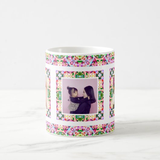 Aangepaste foto Roze Groene Moederdag Mum Keepsake Koffiemok (Center)