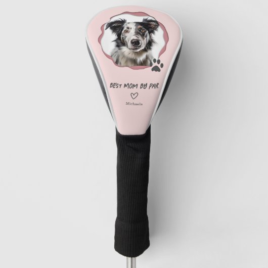 Aangepaste Foto Roze Hond Beste Mam van Par Golfheadcover (Voorkant)