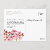 Aangepaste foto roze kersenbloesem trouwbedankje briefkaart (Achterkant)