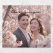 Aangepaste Foto Roze Kersenbloesem Wijnfles Labe Sparkling Wijnetiket (Enkel label)