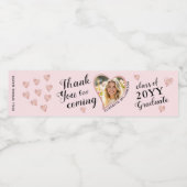 Aangepaste Foto Roze Klasse 2025 Afstuderen Dank u Waterfles Etiket (Enkel label)