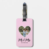 Aangepaste foto Roze Lijst Moderne kalligrafie Bagagelabel (Achterkant verticaal)