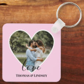 Aangepaste foto Roze Lijst Moderne kalligrafie Sleutelhanger (Achterkant)