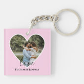 Aangepaste foto Roze Lijst Moderne kalligrafie Sleutelhanger (Achterkant)