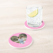 Aangepaste foto Roze Lijst Moderne kalligrafie Zandsteen Onderzetter (Zijkant)