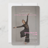 Aangepaste foto roze minimalistische dansrecital kaart (Voorkant)