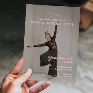 Aangepaste foto roze minimalistische dansrecital kaart