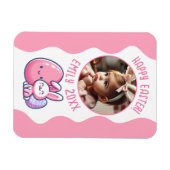 Aangepaste Foto Roze Paas Baby Keepsake Magneet (Horizontaal)