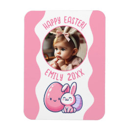 Aangepaste Foto Roze Paas Baby Keepsake Magneet
