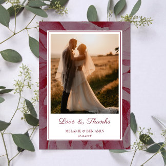 Aangepaste Foto Roze Romantische Bloemen Dank u ka Kaart