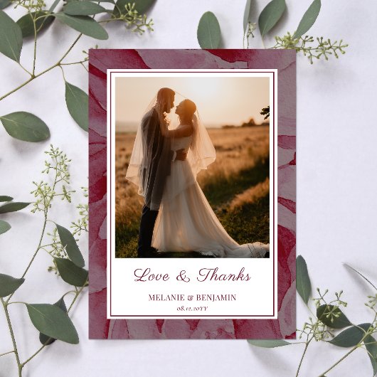 Aangepaste Foto Roze Romantische Bloemen Dank u ka Kaart